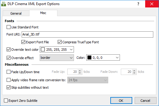 &nbsp;DLP Cinema XML Export Configuration - Margins & Others