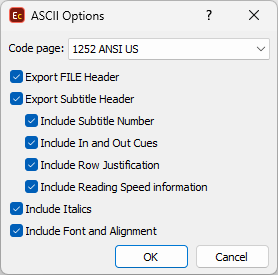 &nbsp;ASCII Export Configuration