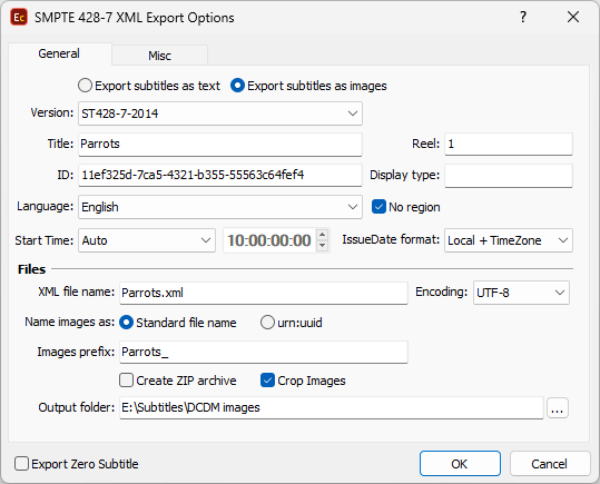 &nbsp;DCMD SMPTE 428 Export Configuration- General