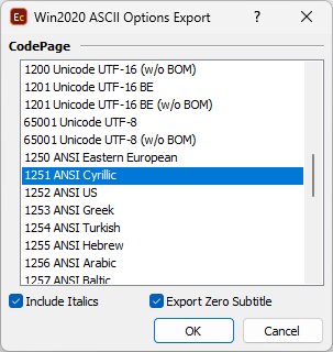 &nbsp;Export Configuration