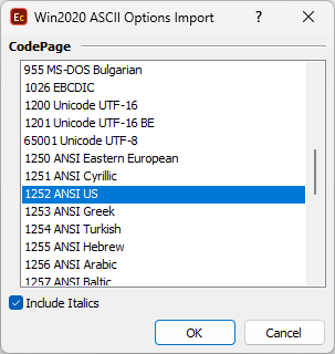 &nbsp;Win2020 ASCII File Import Configuration