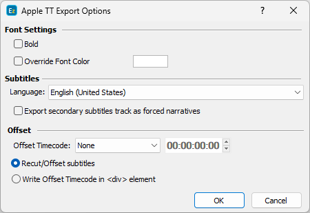 Apple iTunes Timed Text Export Configuration Apple iTunes Timed Text Export Configuration