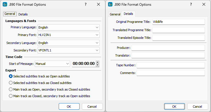 &nbsp;.890 Export Configuration