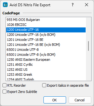&nbsp;Export Configuration