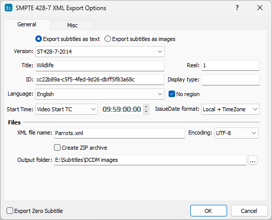 DCMD SMPTE 428 Export Configuration - General DCMD SMPTE 428 Export Configuration - General