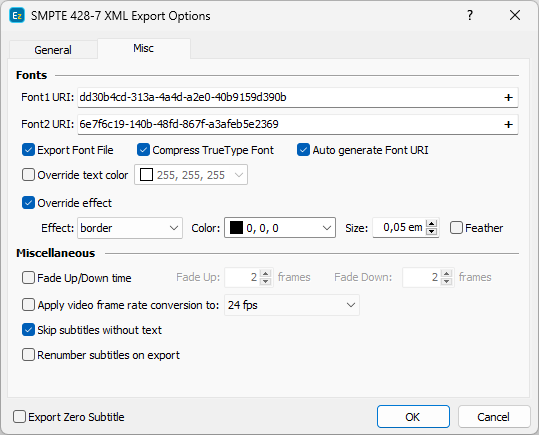 DCMD SMPTE 428 Export Configuration- Font DCMD SMPTE 428 Export Configuration- Font