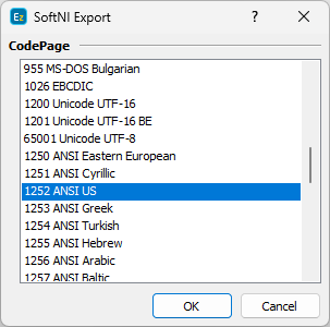 &nbsp;SoftNI (.sub) export configuration