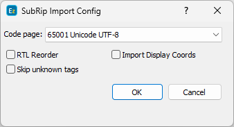 &nbsp;SRT Import Config