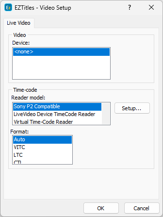 &nbsp;Video Setup – Live Video&nbsp;