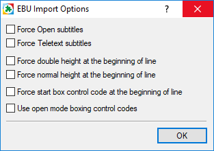 &nbsp;EBU Import Options&nbsp;