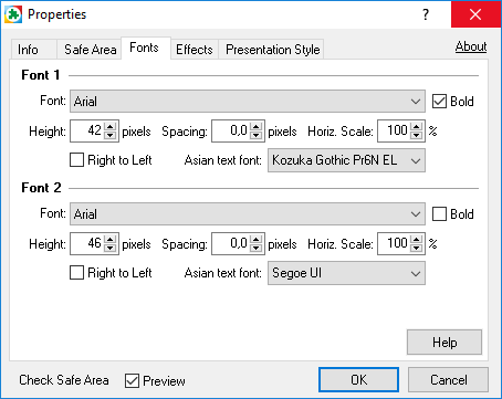 Properties – Fonts Properties – Fonts