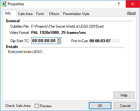 &nbsp;Properties- Info