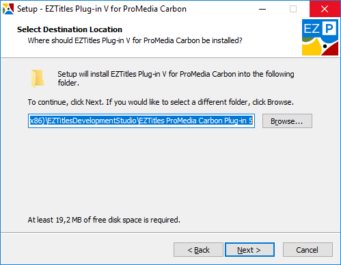 &nbsp;EZTitles Plug-in installation folder &nbsp;